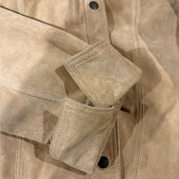 Coldwater Creek suede leather jacket shacket beige sz L XL - Picture 5 of 7